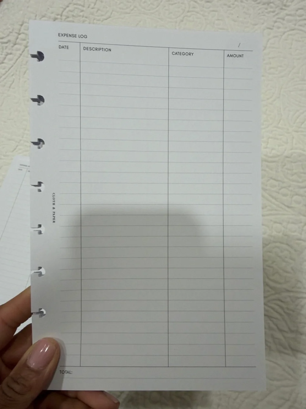Cloth and Paper inserts